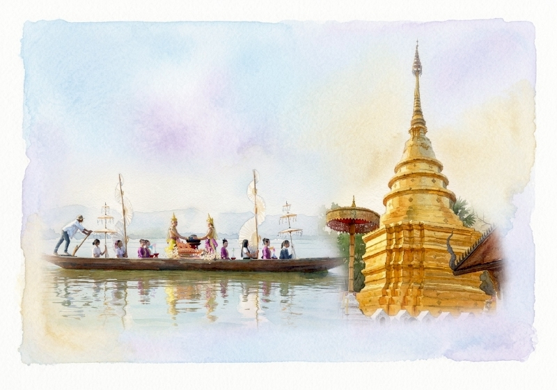 อนุรักษ์ และ สืบสาน : ตานข้าวใหม่ใส่บาตรหลวง , แห่ผ้าห่มพระธาตุจอมทอง
